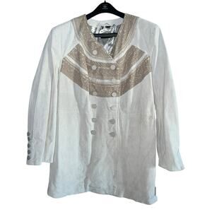 Vintage Pamela McCoy Suede Leather Embroidered Foral Boho Suede Jacket 1X